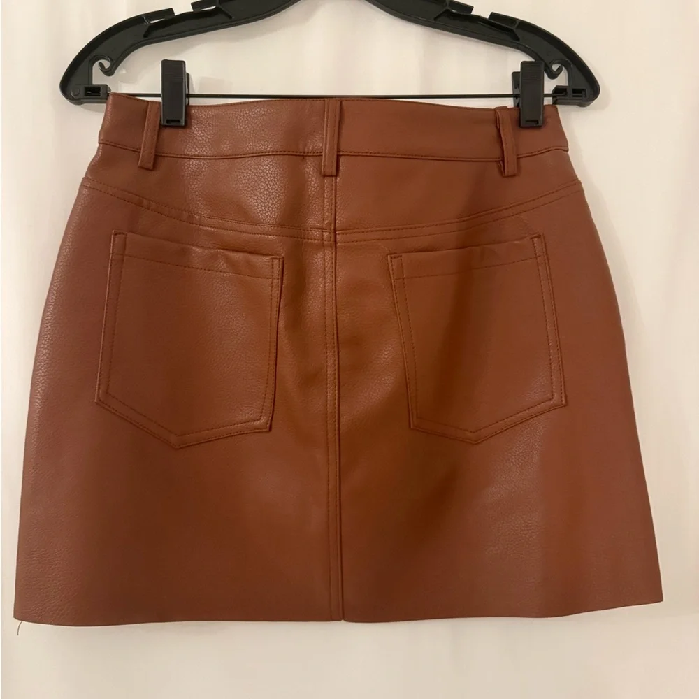 Chocolate Brown Vegan Leather Mini Skirt High Waisted Size L